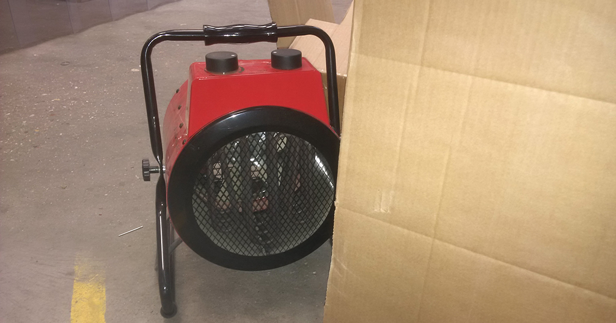 portable heater on construction site